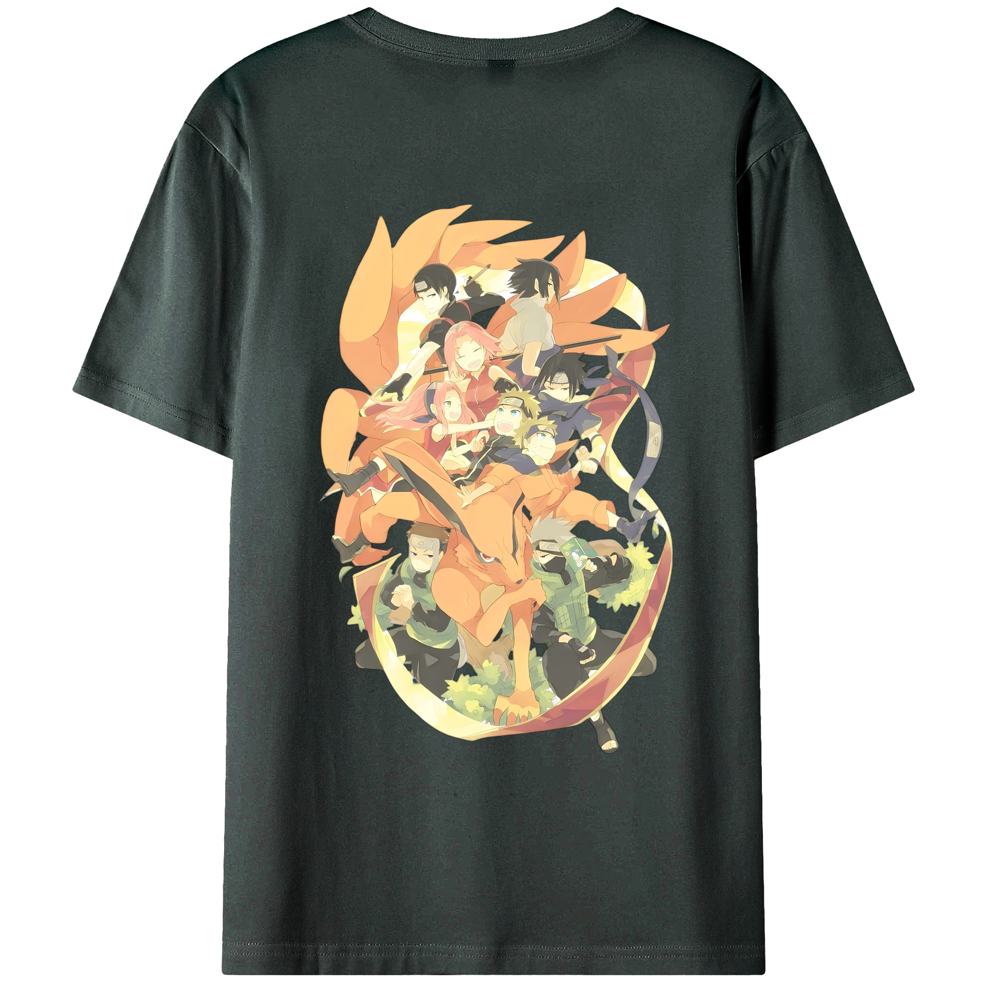 （画像用） NARUTO -ナルト- うずまき ナルト Uzumaki Naruto 綿100％ メンズ半袖Tシャツ（バックプリント） 通気性